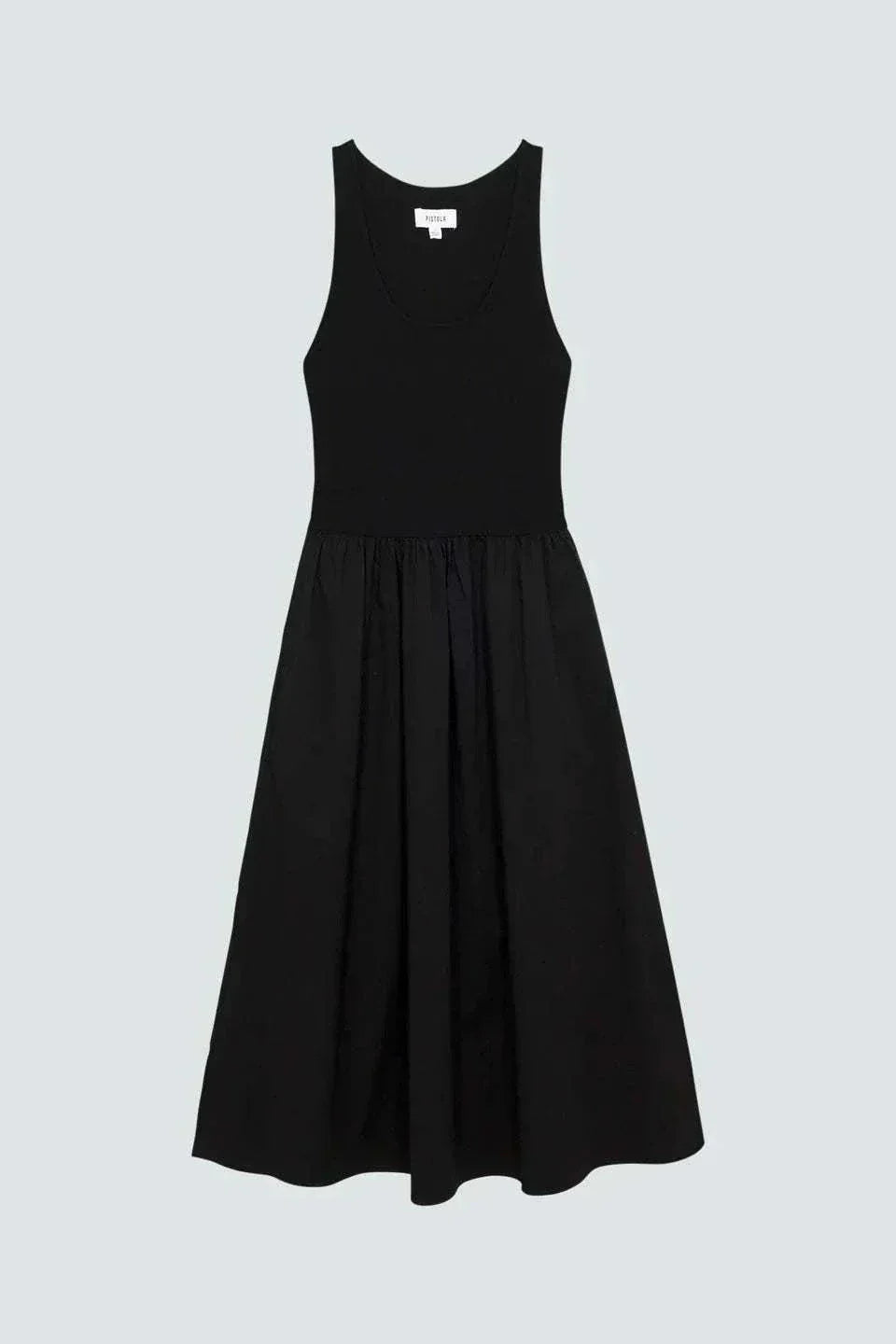 Faye Tank Dress noir sleeveless minimalist silhouette with relaxed skirt