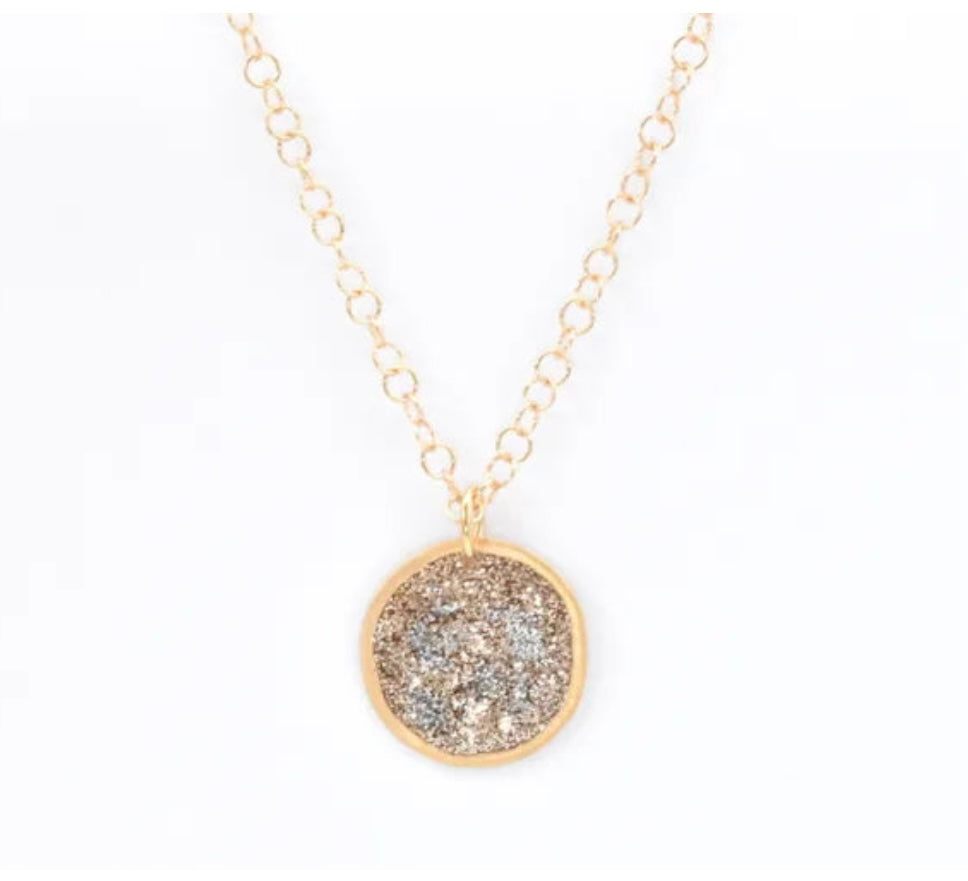 18 carat gold necklace with round glitter pendant from LIMITED EDITIONS THE POOLCLUB MONACO