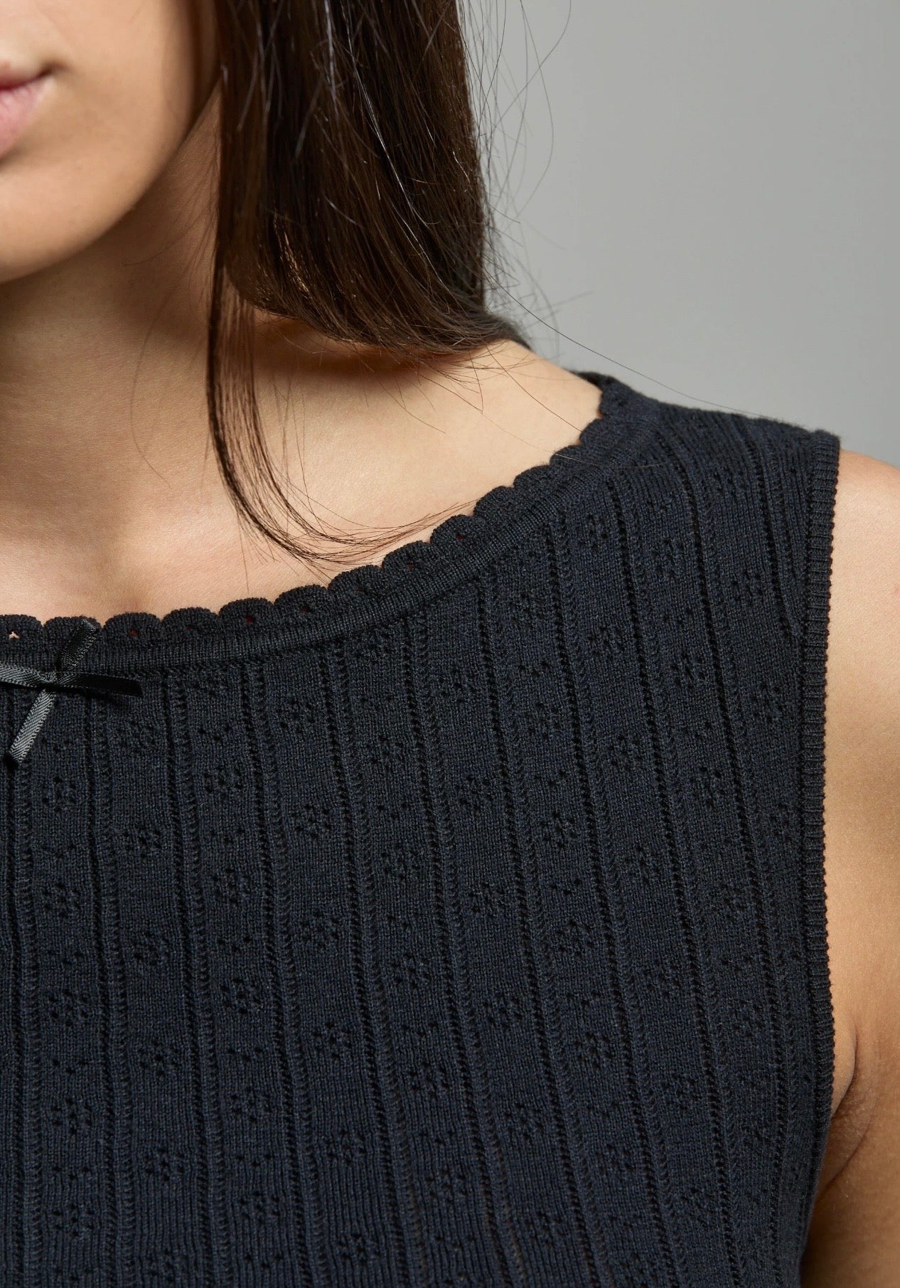 Pointelle Tank Noir ASHER THE LABEL