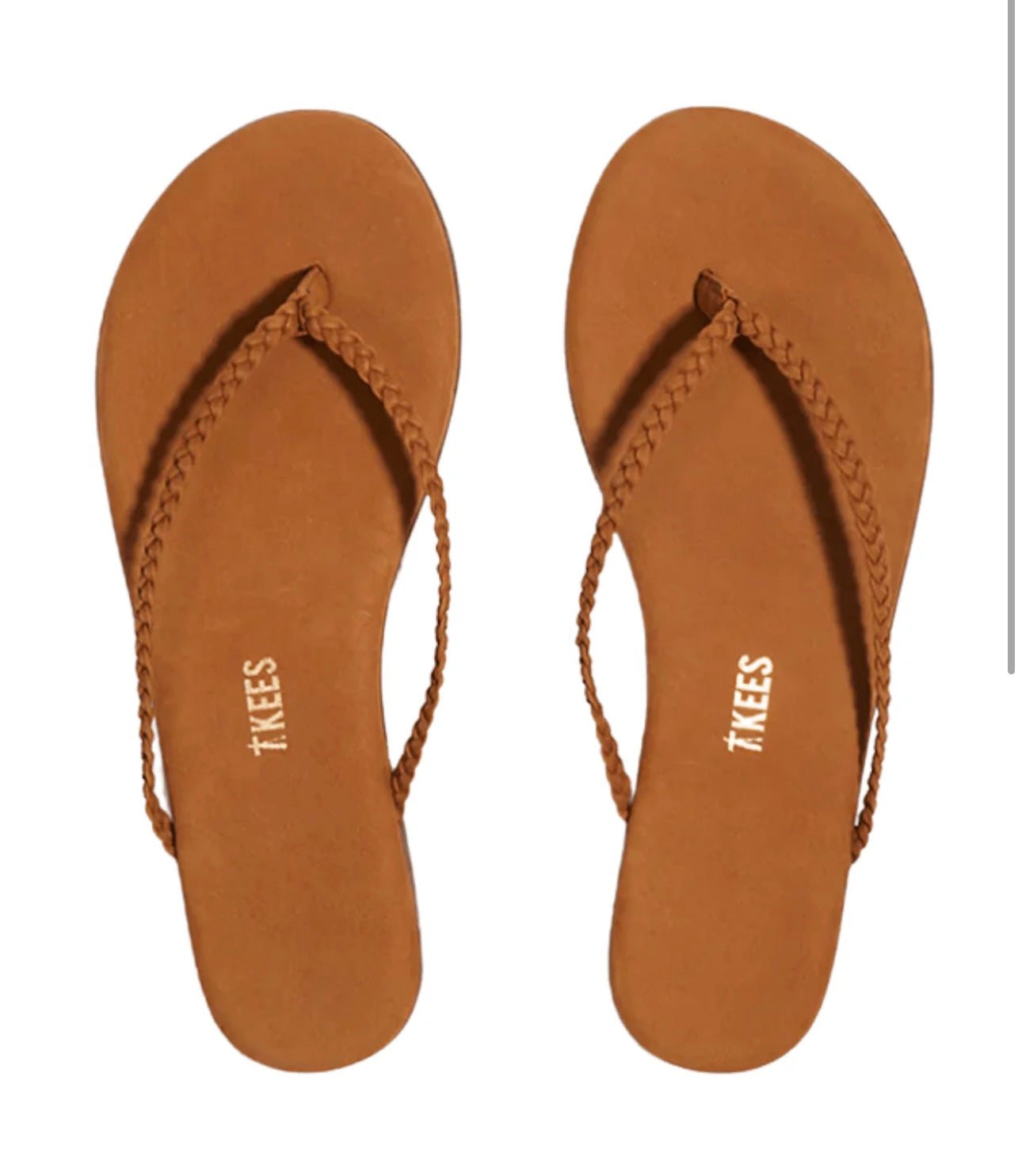 Lily Braided Camel TKEES suede leather sandals with braided straps and classic silhouette