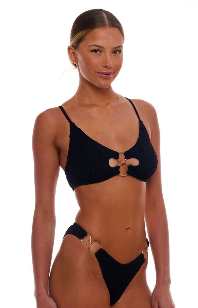 Dubai Bikini black two-piece swimwear with stylish ring accents by LOVE&BIKINIS