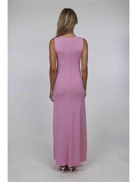 The Lucerne Bonbon pink sleeveless maxi dress back view