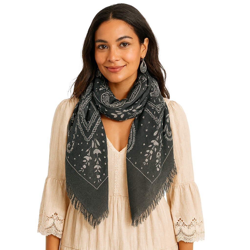 Cashmere Paisley Scarf Hennah