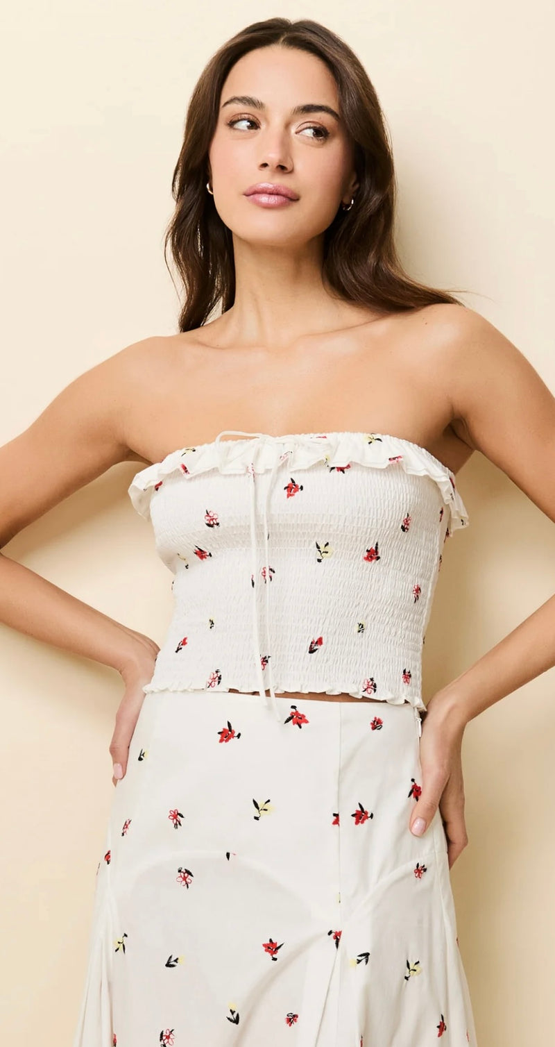 The Nikki Embroided Top Optic White SOLID&STRIPED