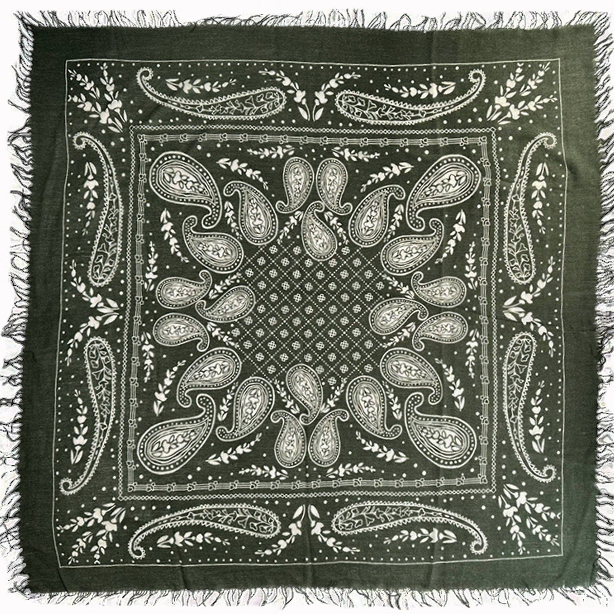 Cashmere Paisley Scarf Forest Green