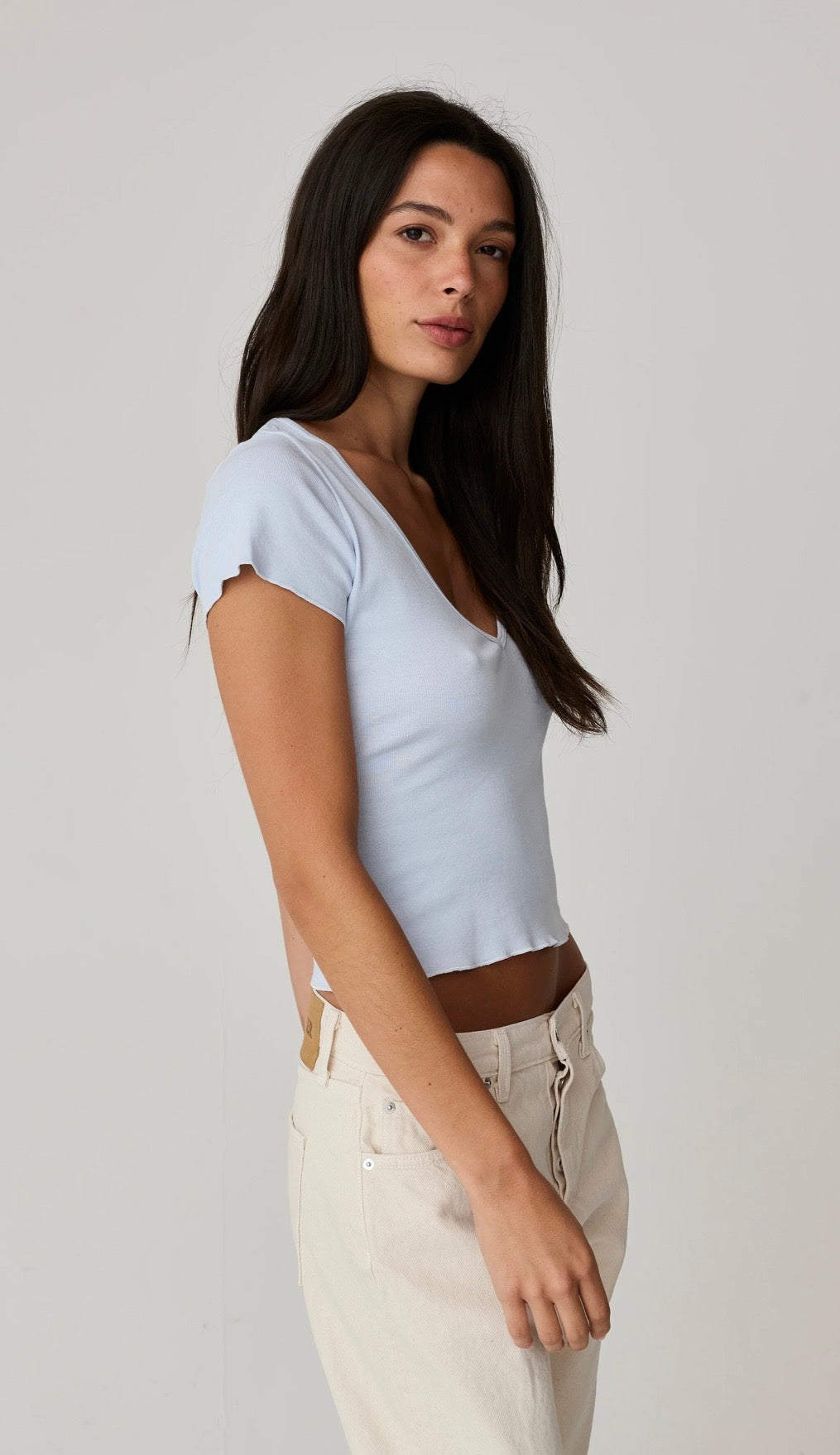Vicky V Neck Ice Blue Asher