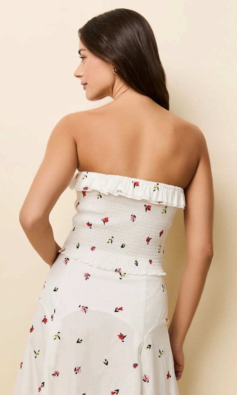 The Nikki Embroided Top Optic White SOLID&STRIPED