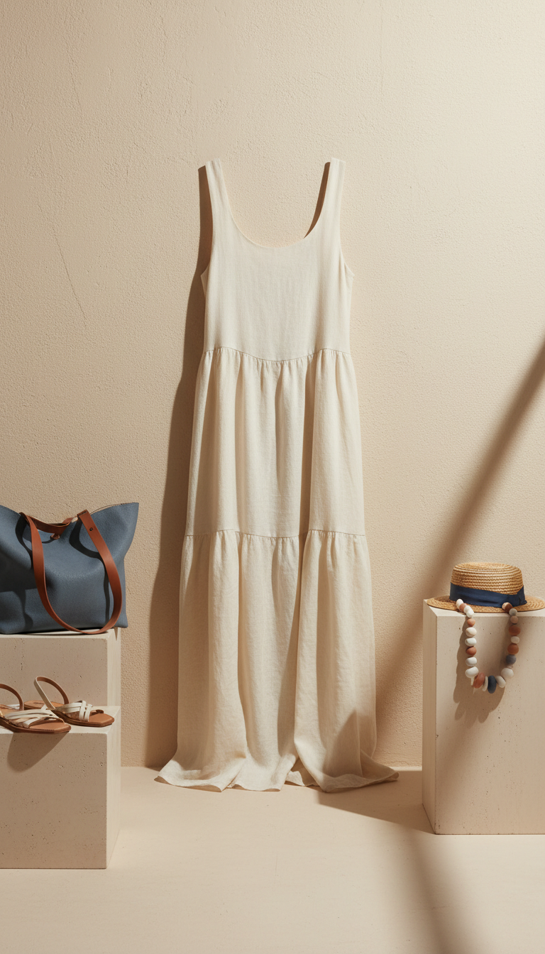 Ivory Linen Maxi Dress