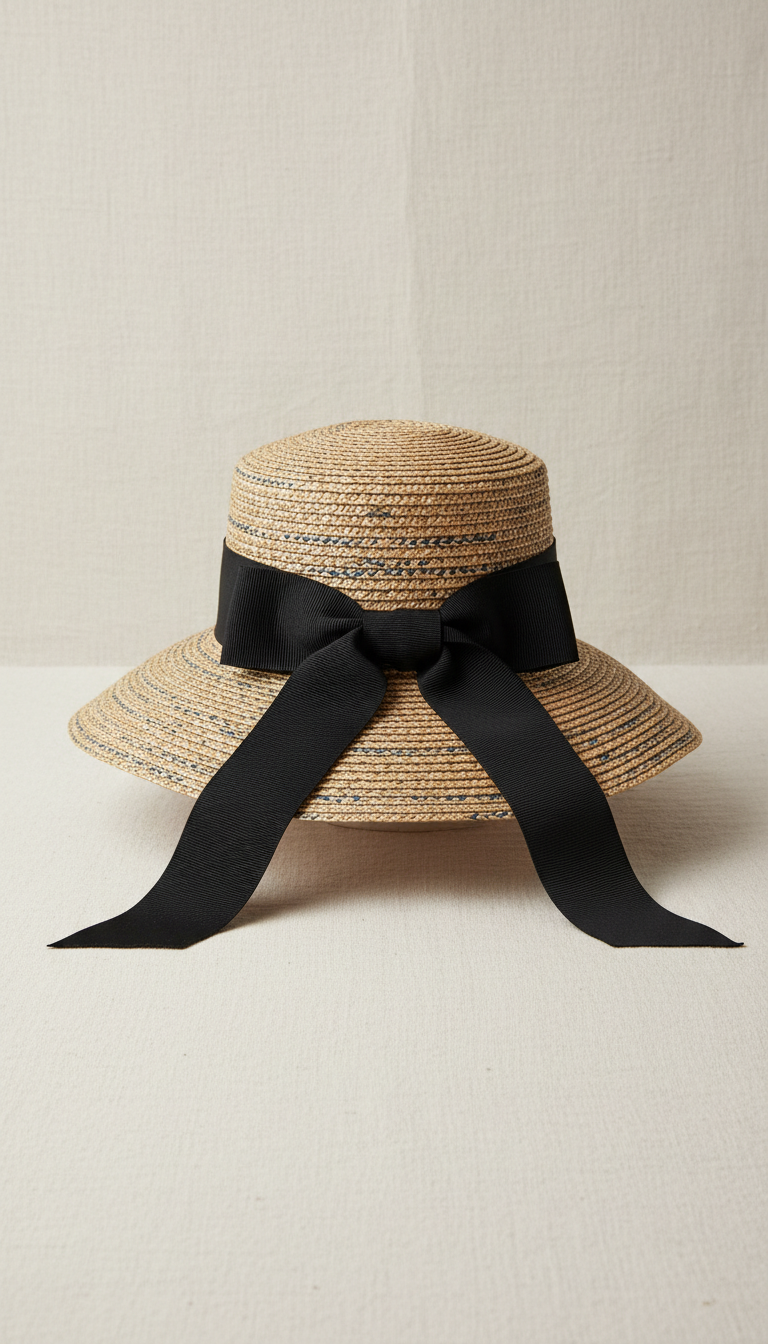 Straw Statement Hat With Black Ribbon