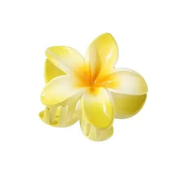 Yellow Hawaiian flower hair clip shaped hair claw accessory
