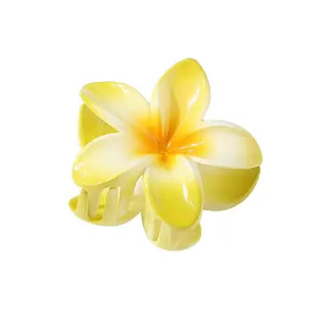 Yellow Hawaiian flower hair clip shaped hair claw accessory