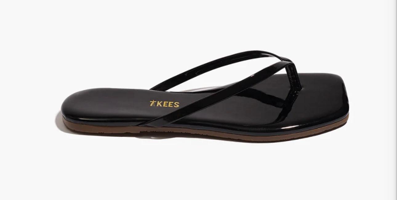 Lily Squares Licorice black minimalist square-toe TKEES sandal with thin straps and modern design