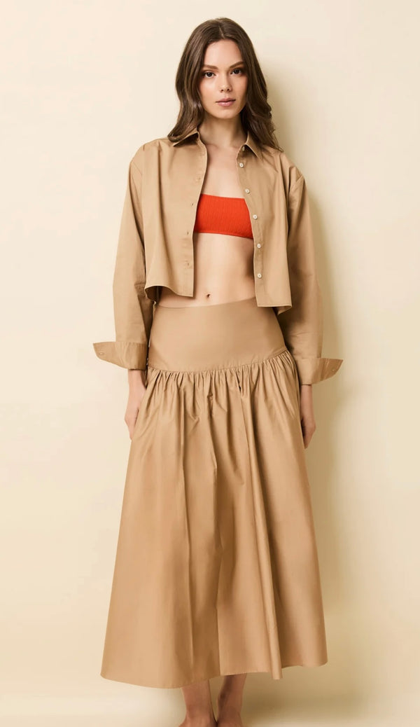 The Avril Shirt Camel Cropped SOLID&STRIPED