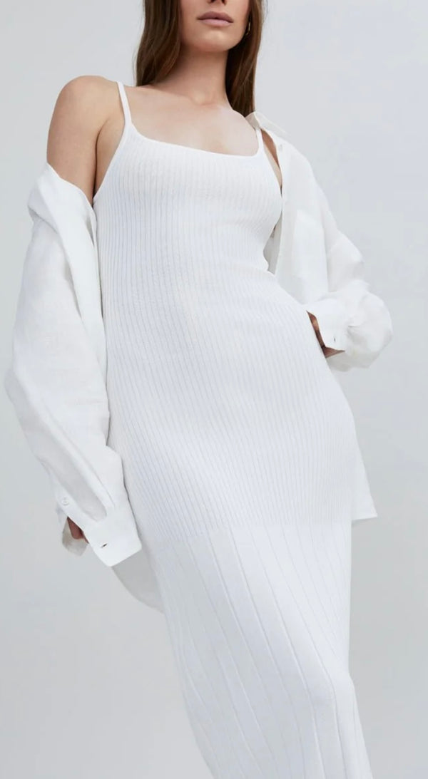 The Noel Dress Optic White SOLID&STRIPED