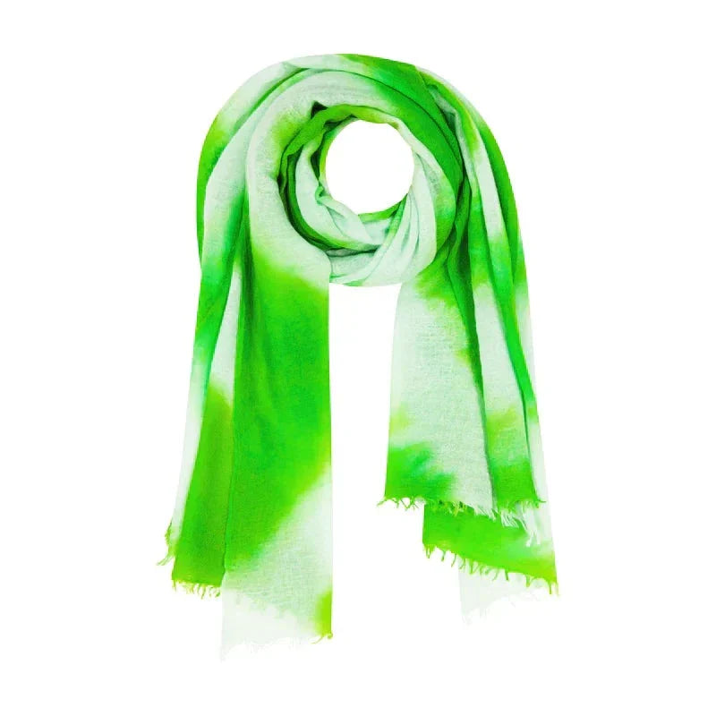 Cashmere dip dye chartreuse green saline pareo shawl Mer St. Barth