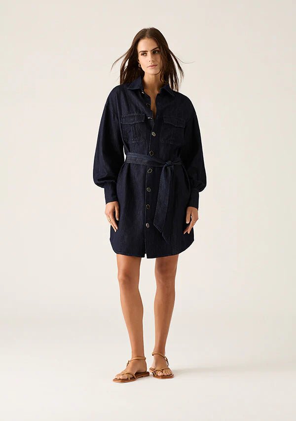 Ana Denim Shirt Mini Dress - The Poolclub Monaco