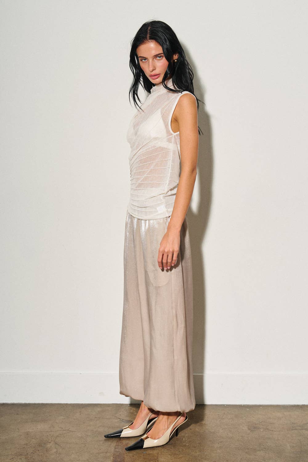 Asymmetrical Sheer Luxe Drapetop - The Poolclub Monaco