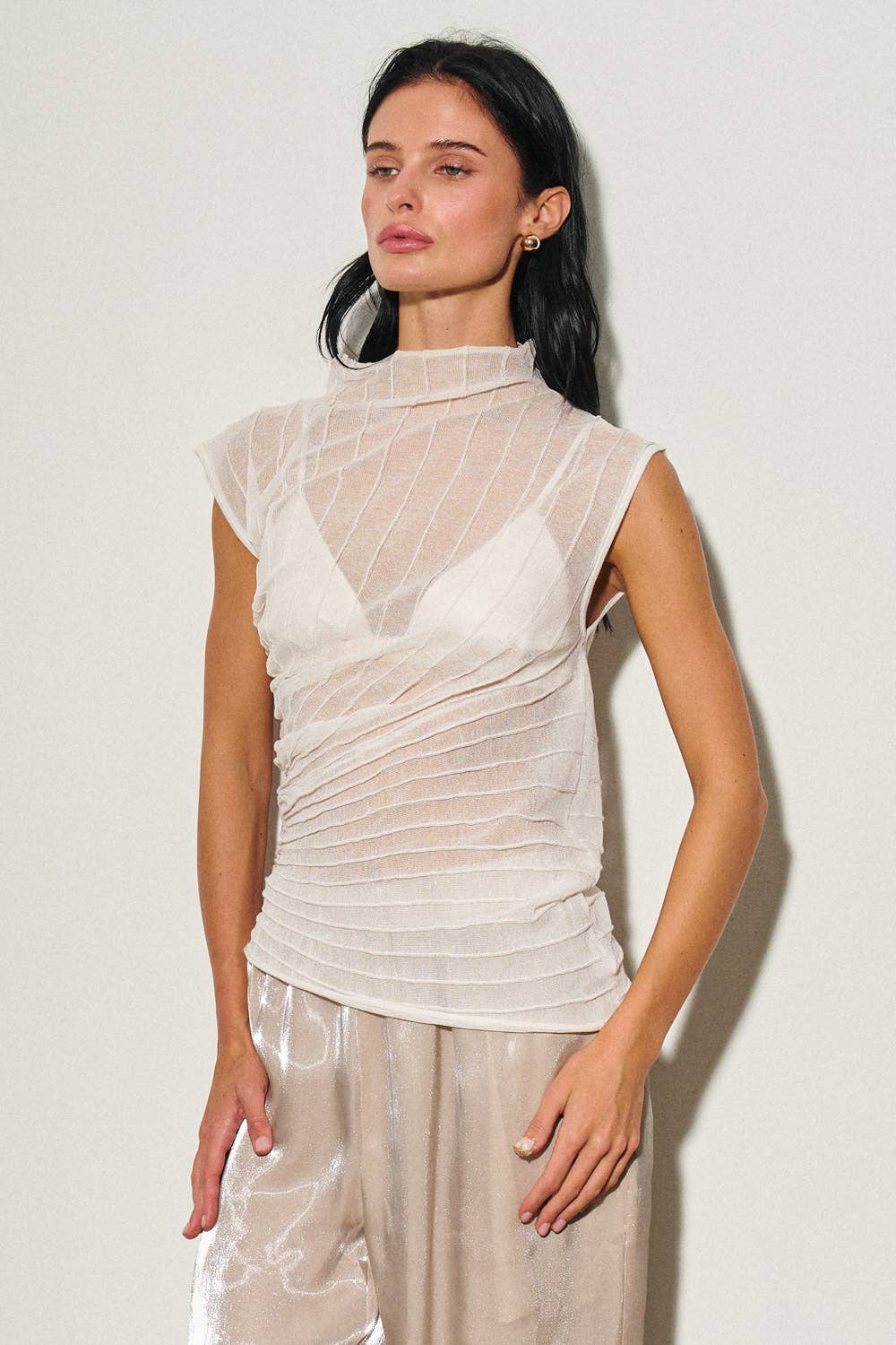 Asymmetrical Sheer Luxe Drapetop - The Poolclub Monaco