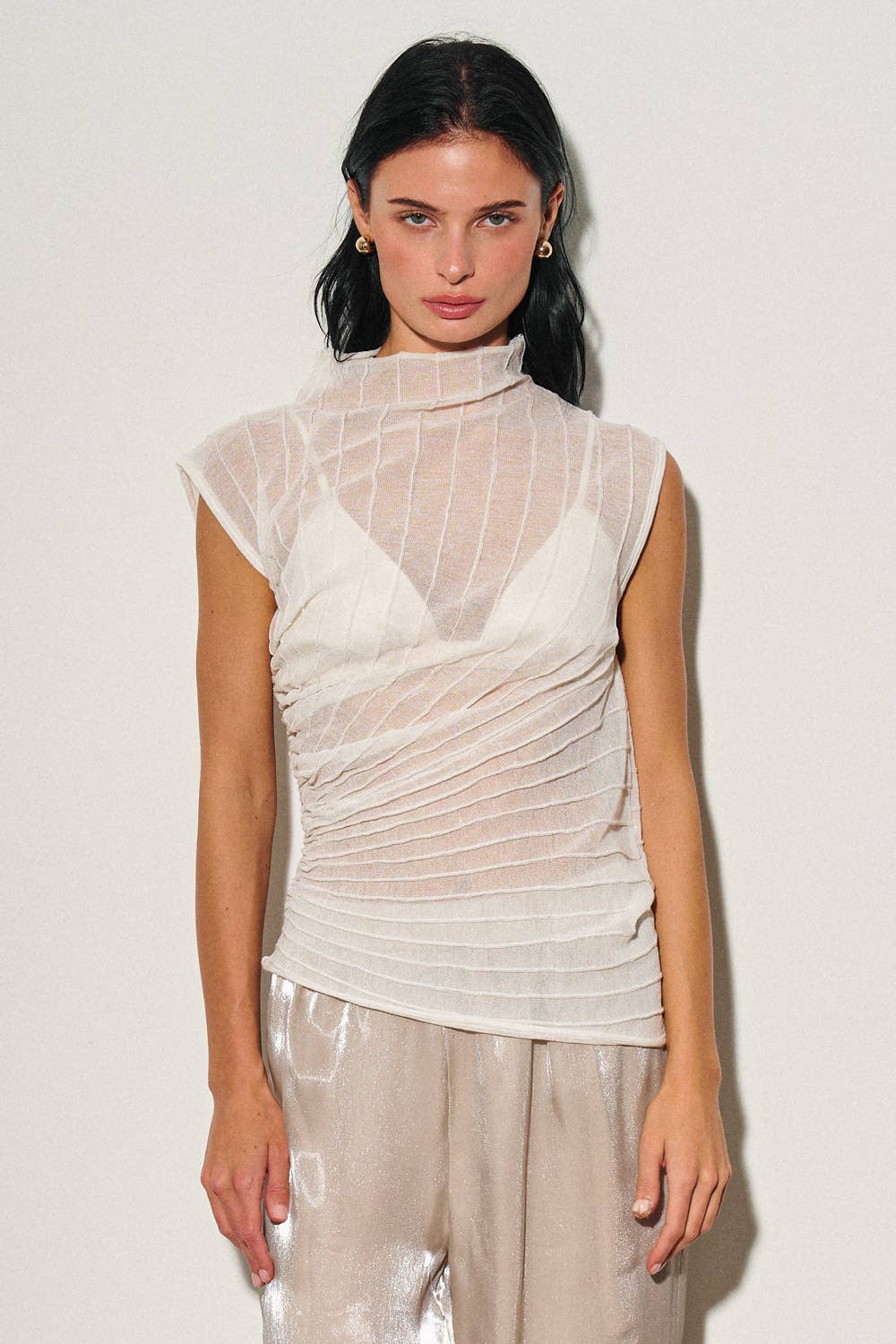 Asymmetrical Sheer Luxe Drapetop - The Poolclub Monaco