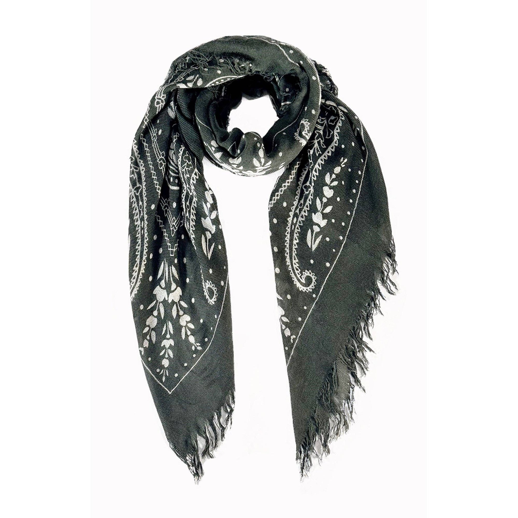 Cashmere Paisley Scarf Hennah