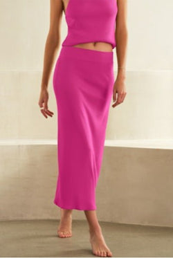 Back Slit LuxRib Midi Skirt Royal Ruby MYLES PRICE - The Poolclub Monaco