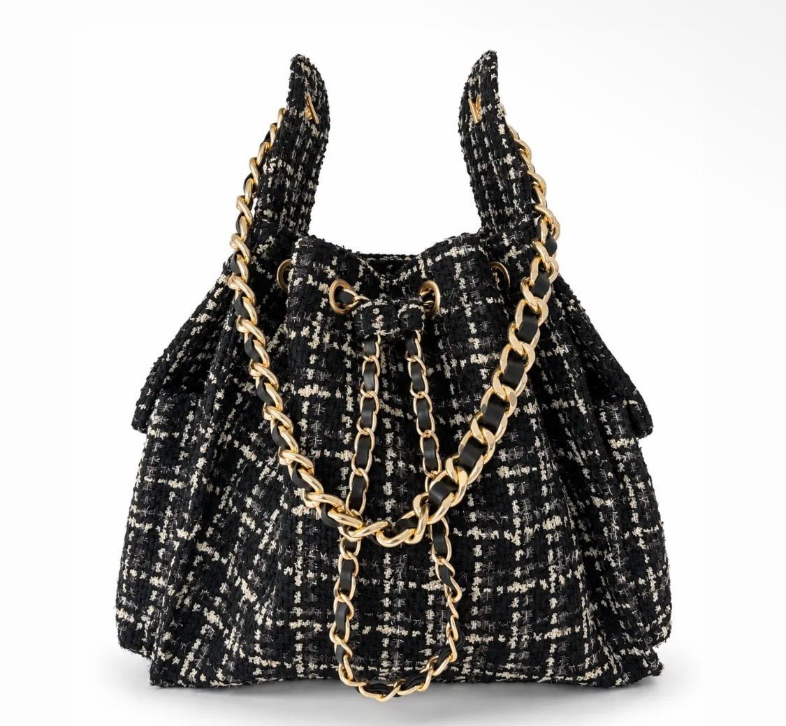 Bayshore Beach Bag Noir Tweed - The Poolclub Monaco