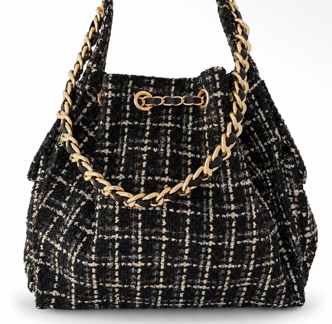 Bayshore Beach Bag Noir Tweed - The Poolclub Monaco