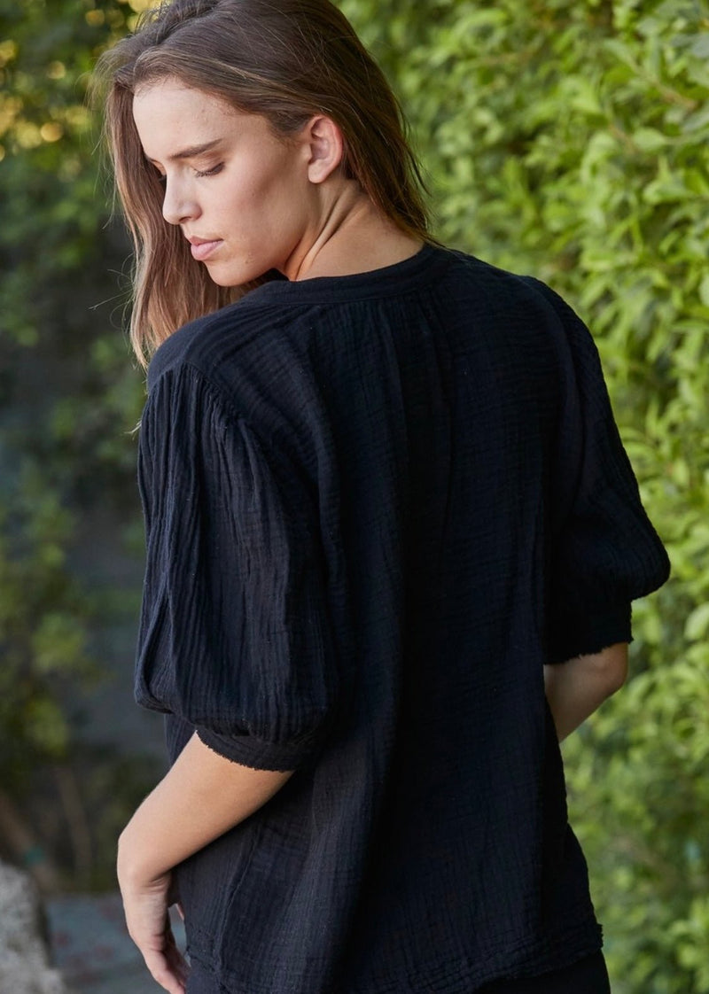 Biarritz Puff Sleeve Top Black 9SEED - The Poolclub Monaco