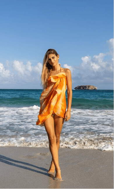 Cashmere Dip Dye Saline Pareo Fiery Sunset MER ST. BARTH - The Poolclub Monaco