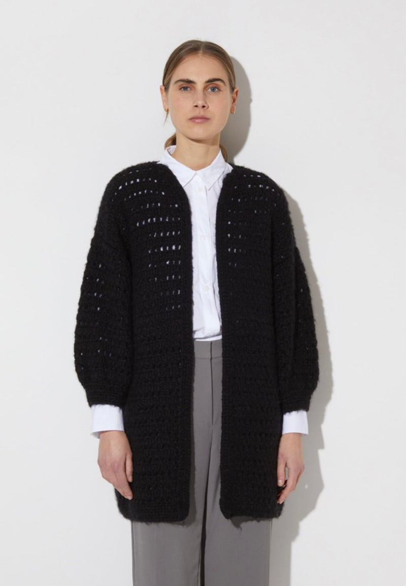 Cashmere Lace Crochet Long Cardigan Black MAIAMI - The Poolclub Monaco