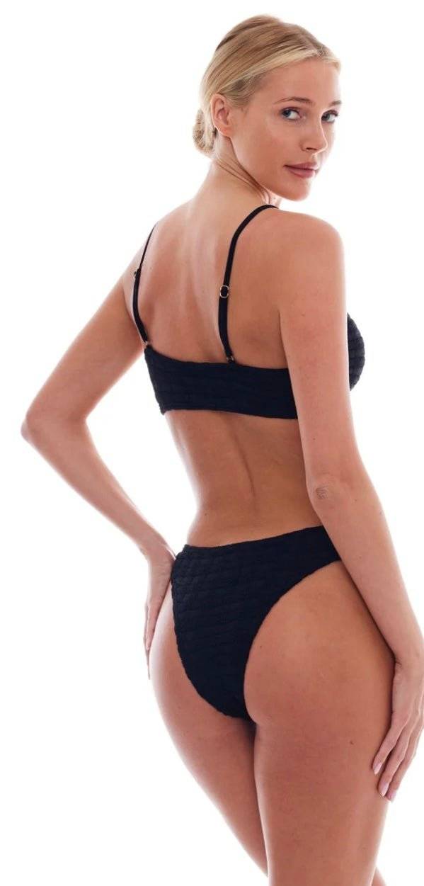 Black Dubai Squares Love & Bikinis bikini set with gold ring accents and adjustable straps