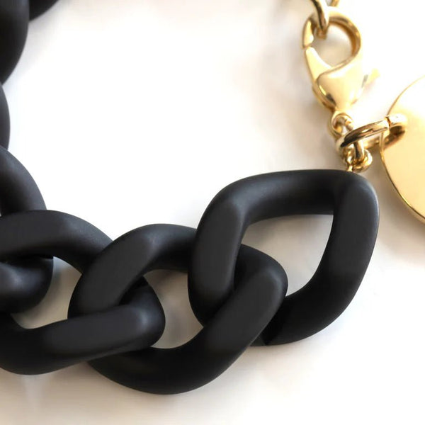 FLAT CHAIN BRACELET MATT BLACK VANESSA BARONI - The Poolclub Monaco