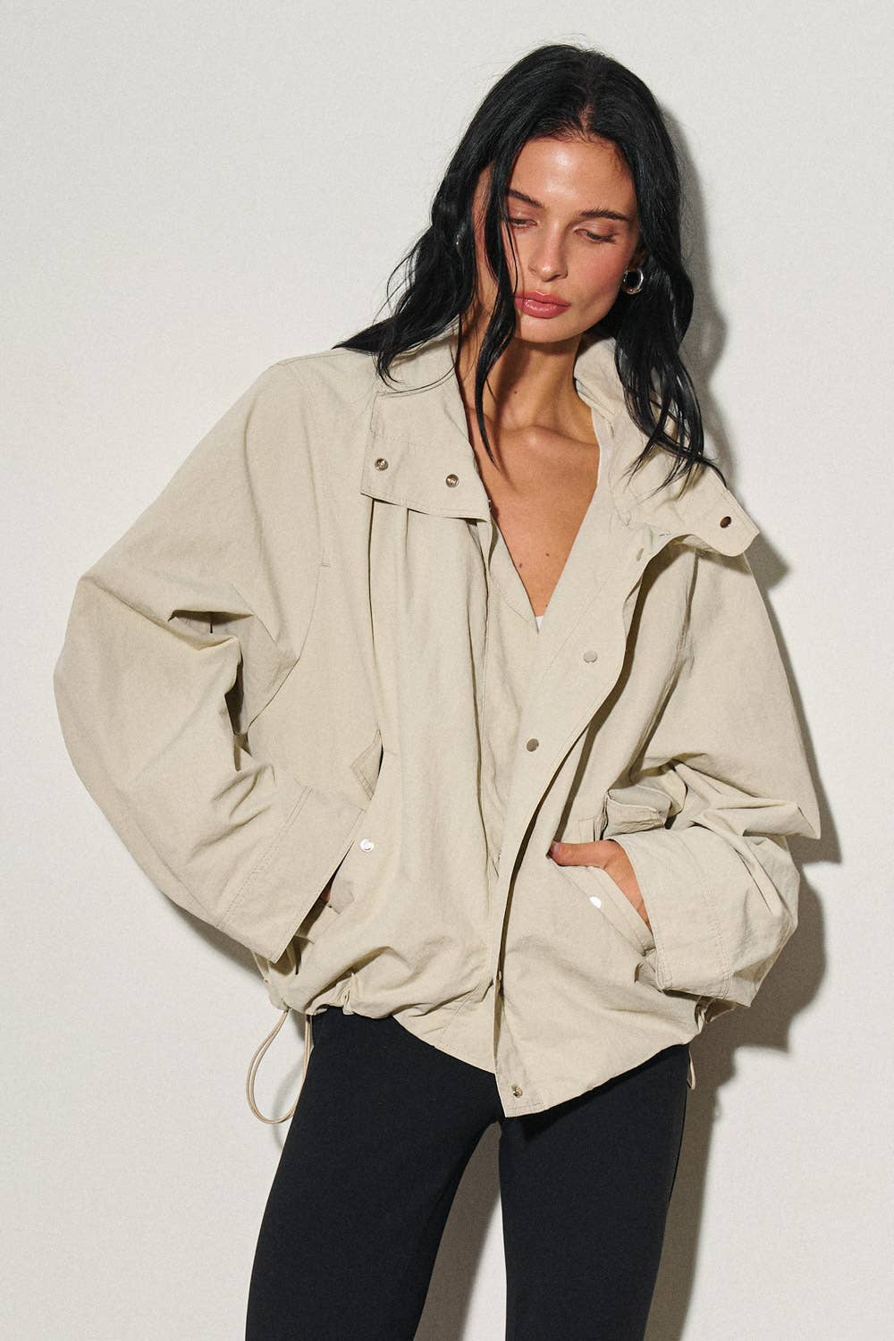 Hooded Windbreaker Light Sage - The Poolclub Monaco