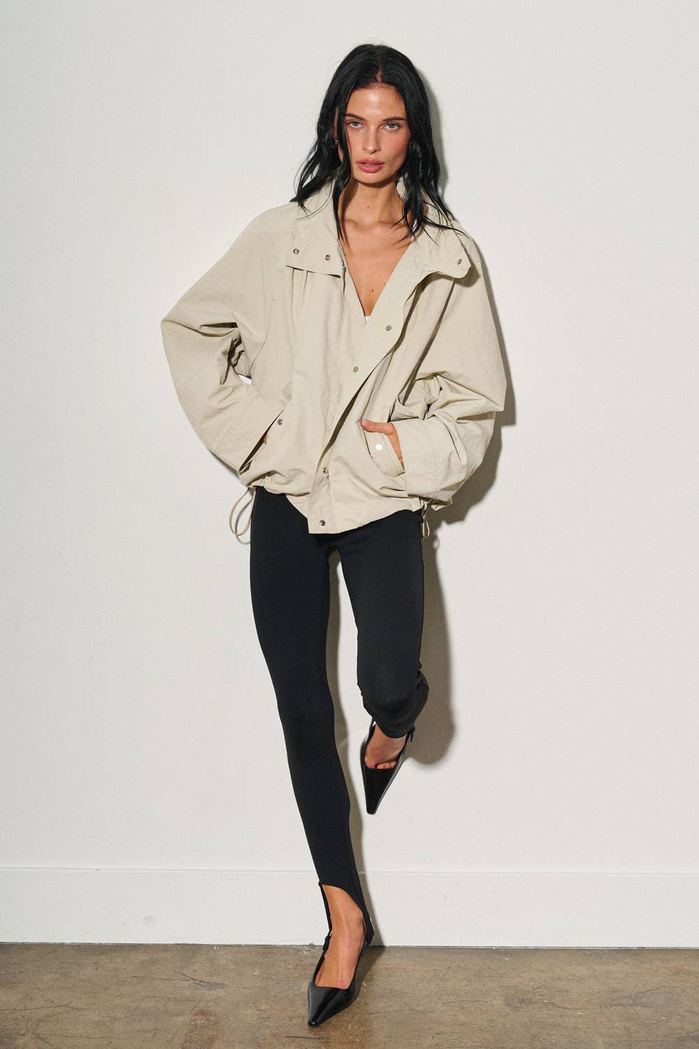 Hooded Windbreaker Light Sage - The Poolclub Monaco