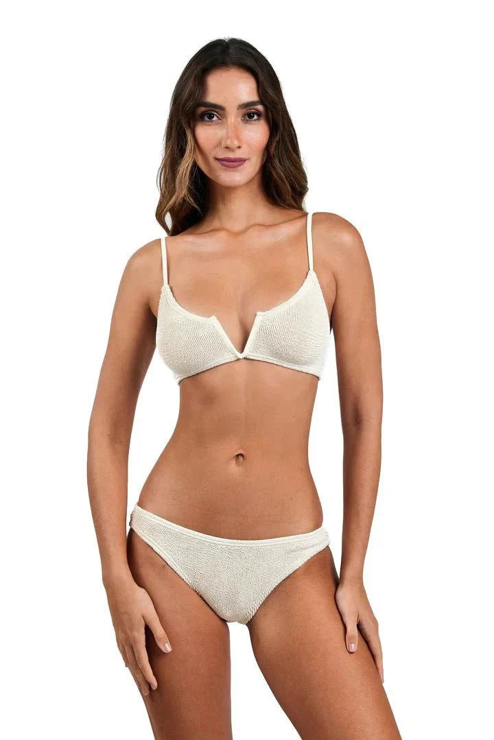 Woman wearing Macadamia Ibiza Bikini with adjustable straps and soft fabric