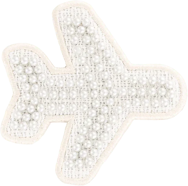 Jumbo Pearl Airplane patch with pearl beads and shimmering fabric by Stoney Clover Lane