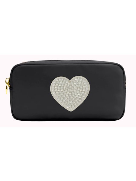 Jumbo Pearl Heart Pouch Noir STONEY CLOVER - The Poolclub Monaco