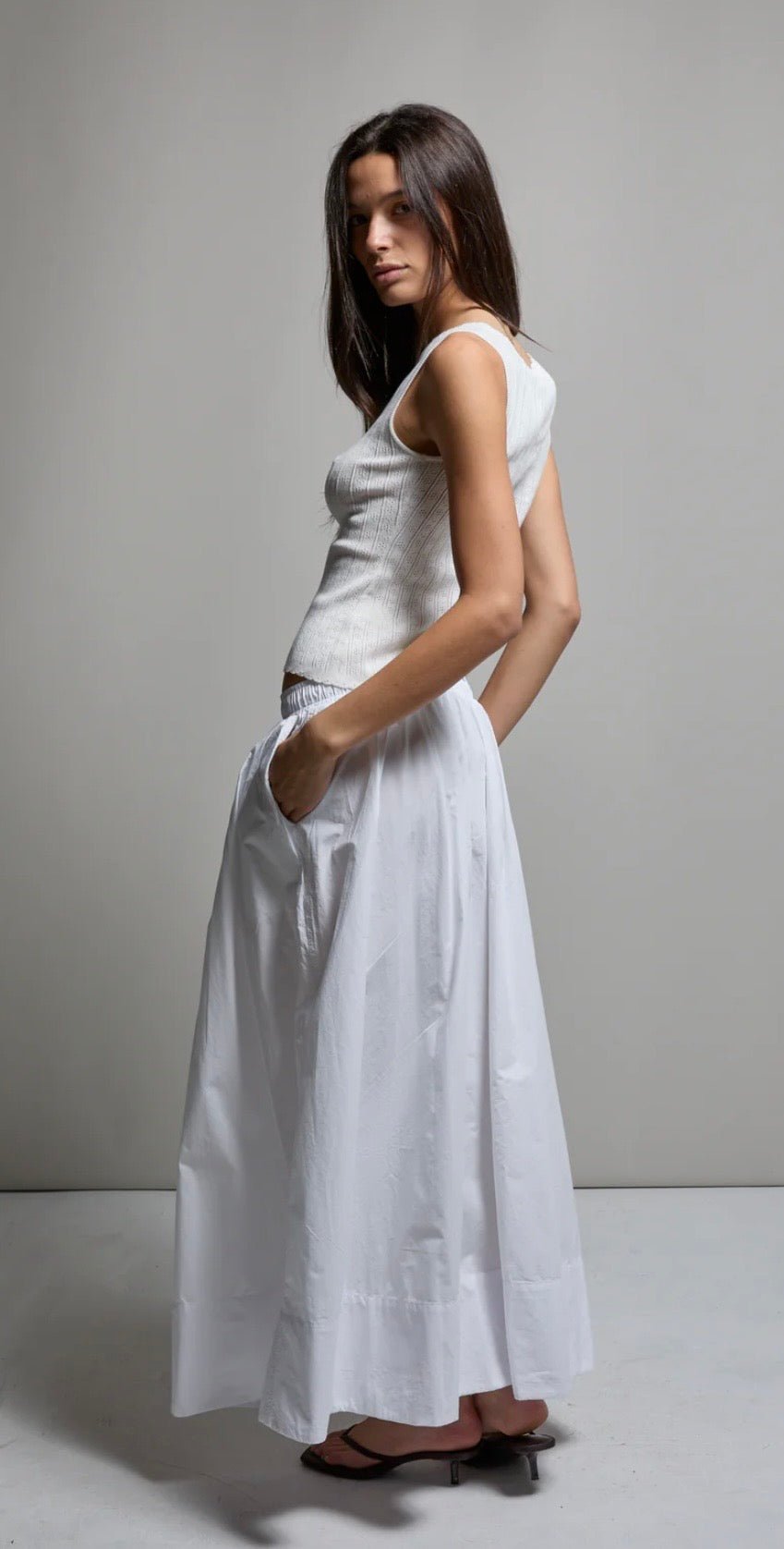 Kate Poplin Maxi Skirt Le Blanc ASHER THE LABEL - The Poolclub Monaco