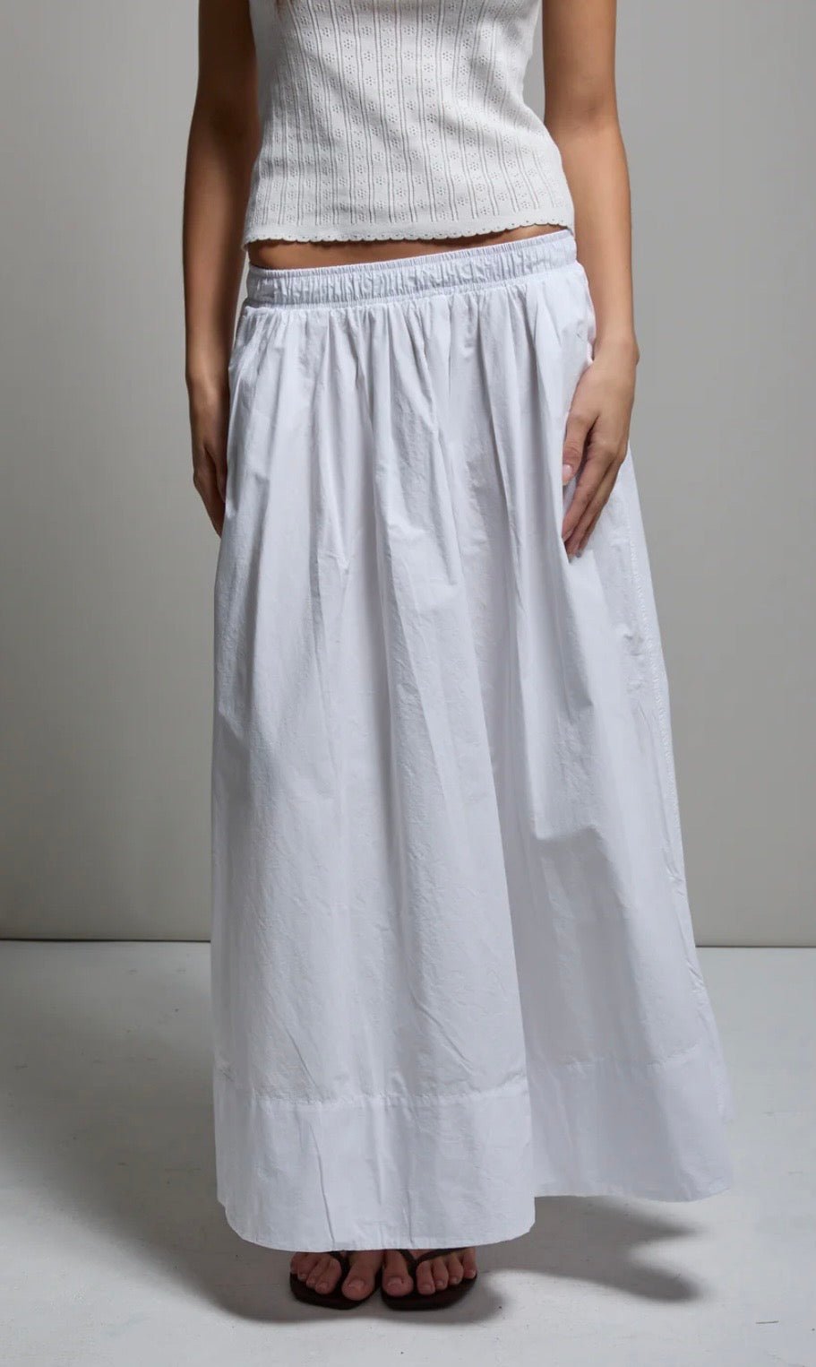 Kate Poplin Maxi Skirt Le Blanc ASHER THE LABEL - The Poolclub Monaco