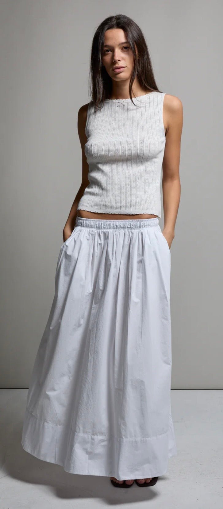 Kate Poplin Maxi Skirt Le Blanc ASHER THE LABEL - The Poolclub Monaco