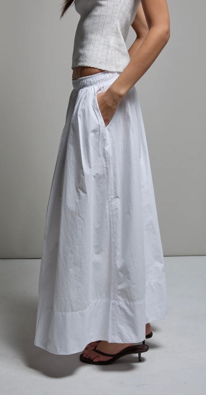 Kate Poplin Maxi Skirt Le Blanc ASHER THE LABEL - The Poolclub Monaco