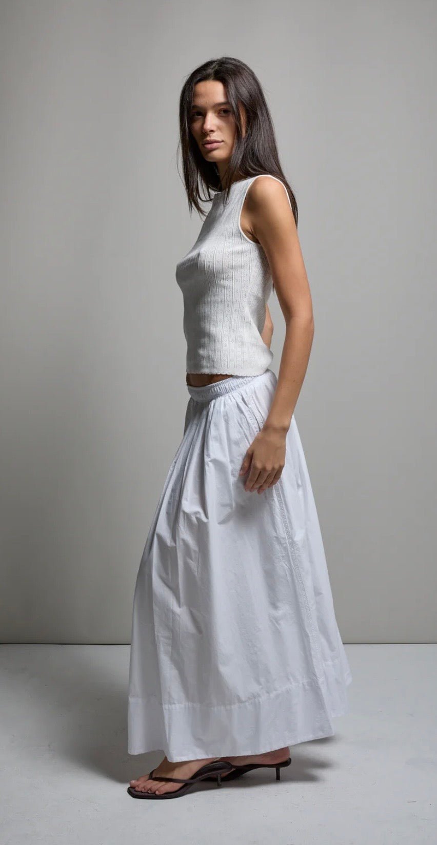 Kate Poplin Maxi Skirt Le Blanc ASHER THE LABEL - The Poolclub Monaco