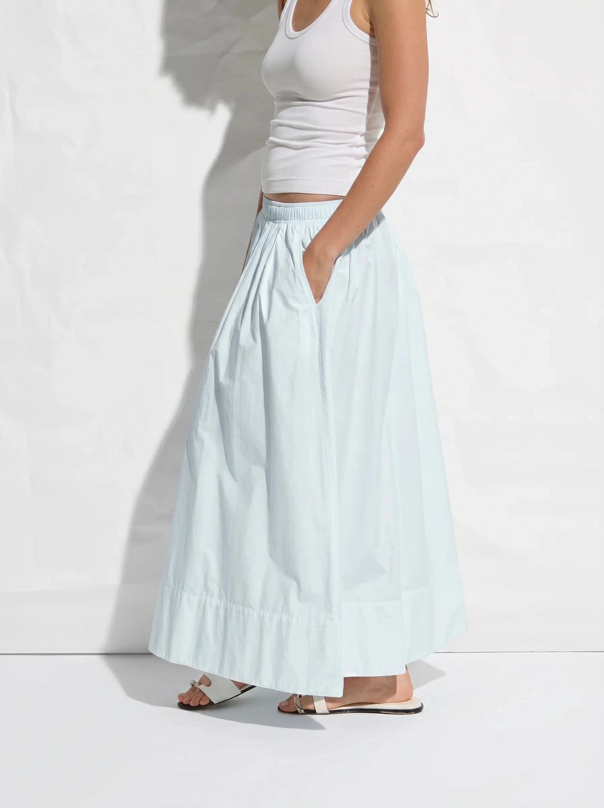 Kate Poplin Pleated Skirt Ice Blue ASHER THE LABEL - The Poolclub Monaco