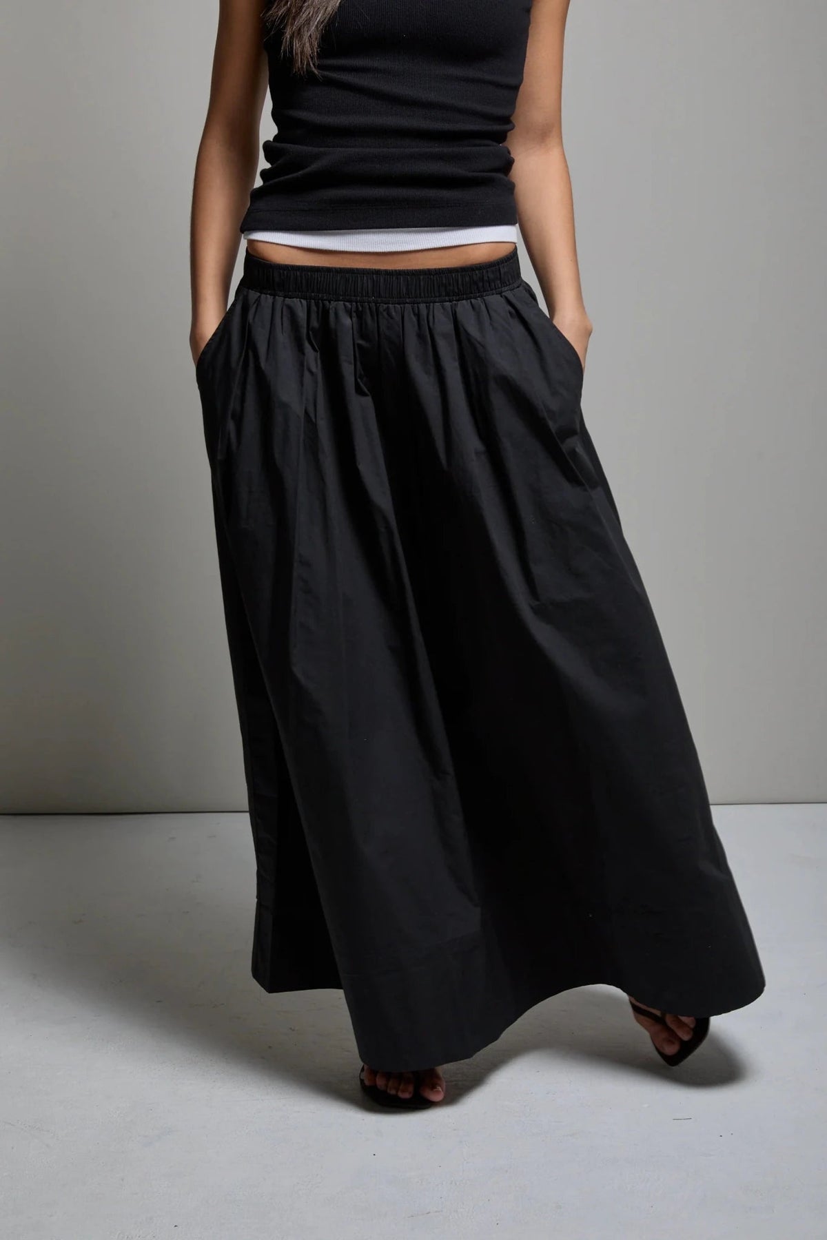 Kate Poplin Skirt True Black ASHER THE LABEL - The Poolclub Monaco