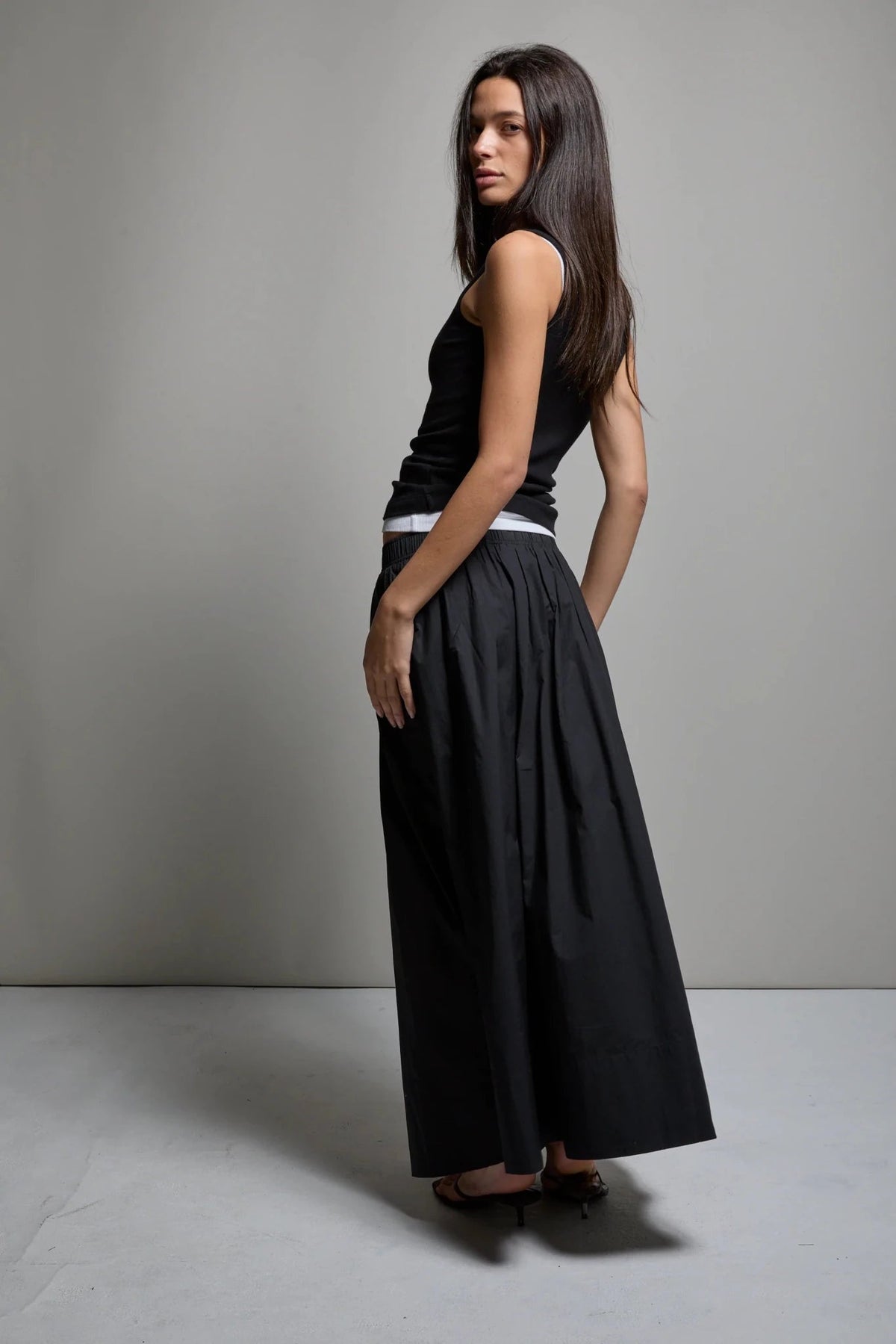 Kate Poplin Skirt True Black ASHER THE LABEL - The Poolclub Monaco