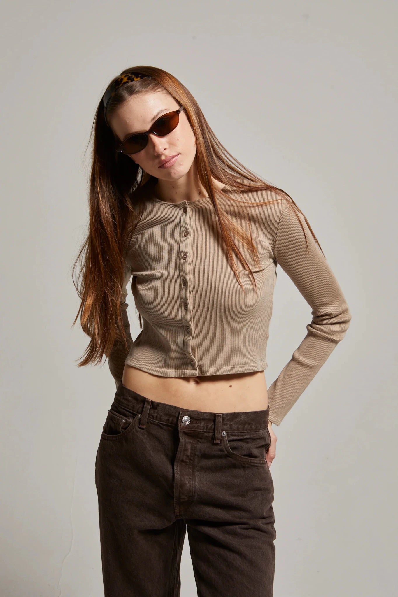 Kennedy Crewneck Cardigan Biscuit ASHER THE LABEL - The Poolclub Monaco