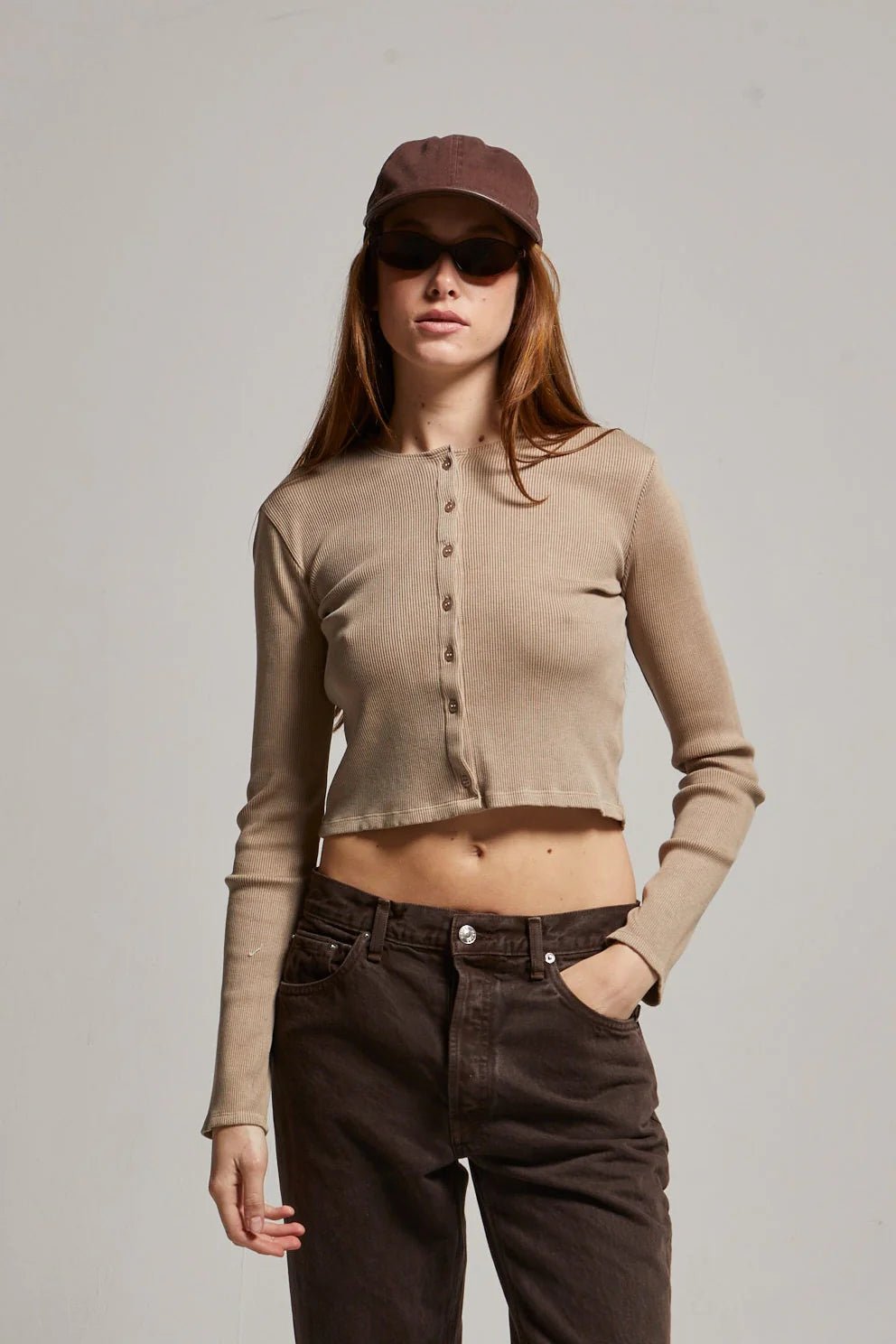 Kennedy Crewneck Cardigan Biscuit ASHER THE LABEL - The Poolclub Monaco