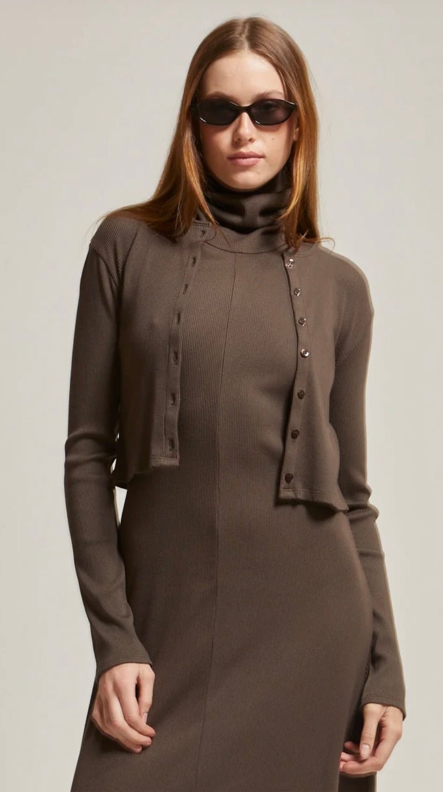 Kennedy Crewneck Cardigan Chocolate ASHER THE LABEL - The Poolclub Monaco