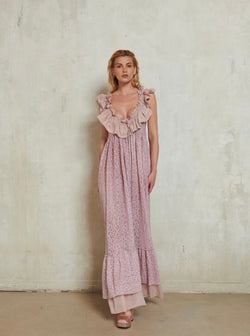 Knit Lace Frill Dress Blush CHIO - The Poolclub Monaco