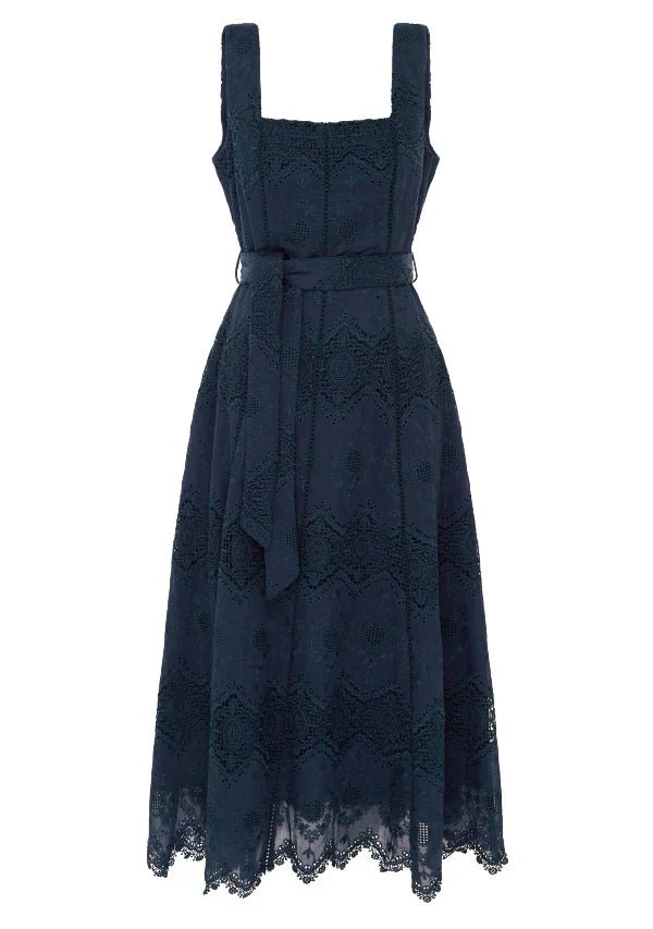 Mariana Embroidery Midi Dress - The Poolclub Monaco